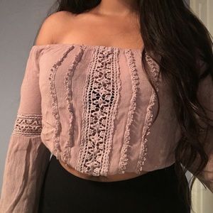 off the shoulder mauve top // charlotte russe